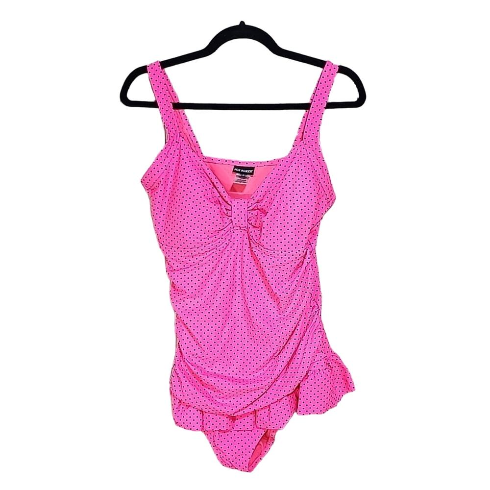 Joe Boxer Pink With Black Polka Dots One Piece Swimsuit, Women's Plus 1X, NEW